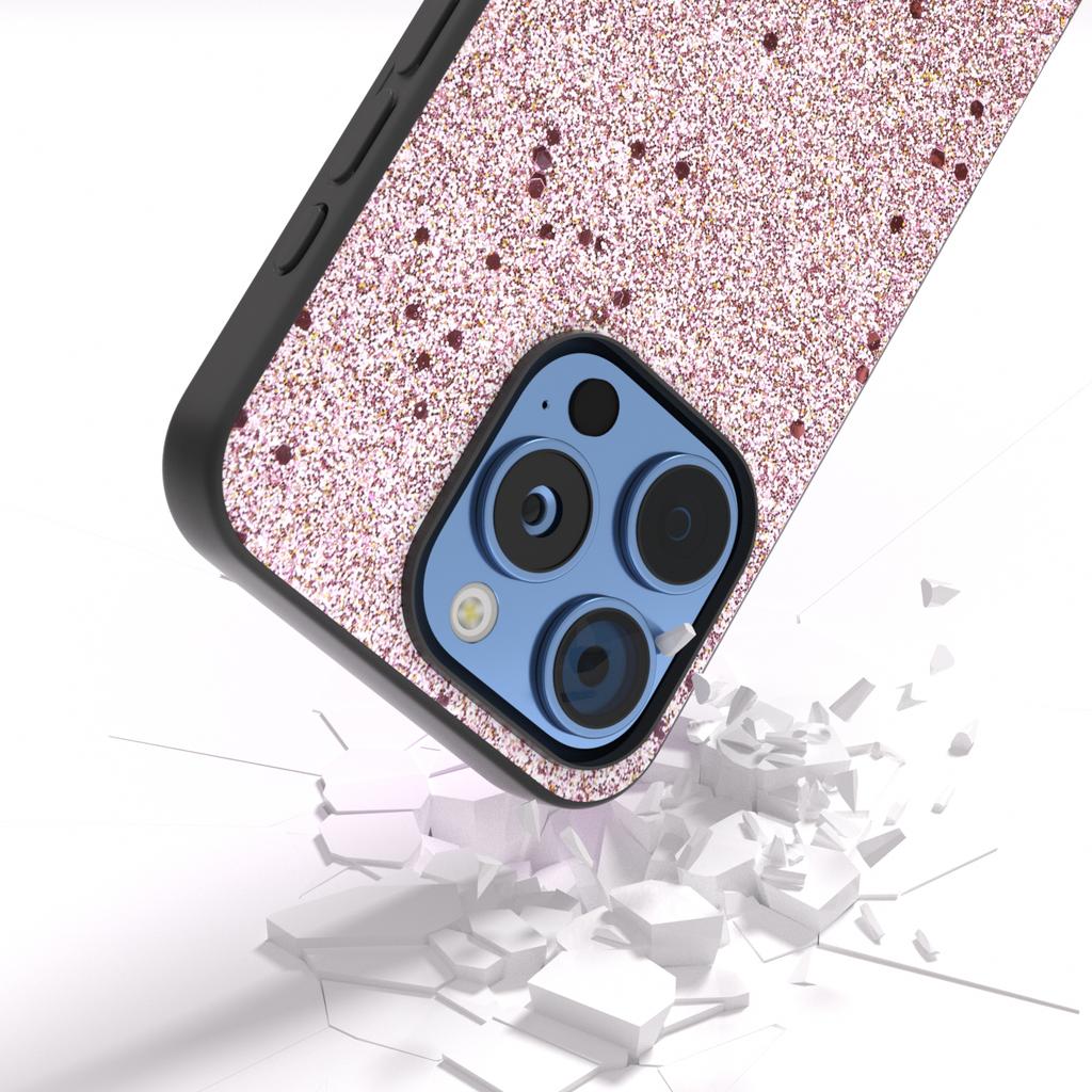 Etui na iPhone 16 Pro z brokatowym wzorem PU+PC+TPU Ochronne etui na telefon