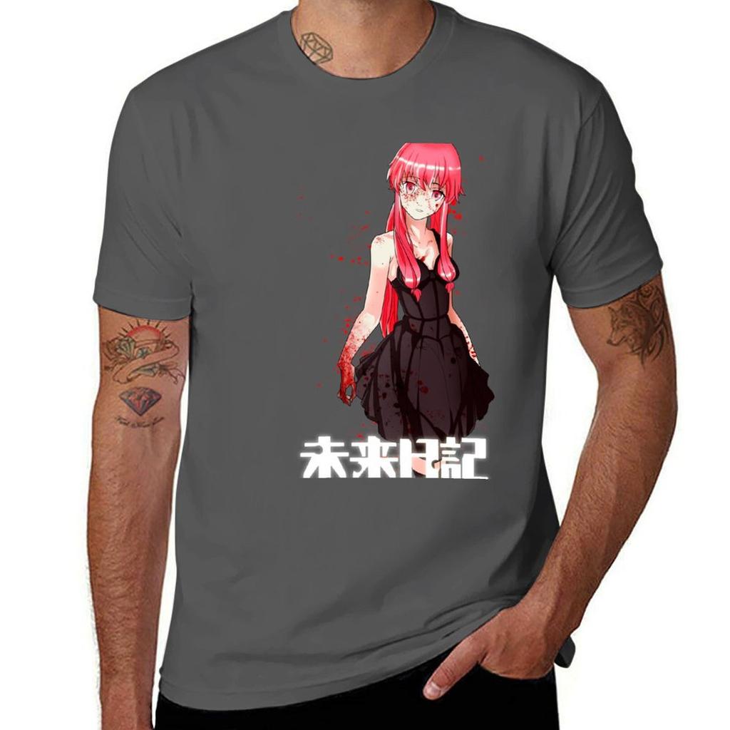 Mirai Nikki Tshirt Korean Fashion Aesthetic Clothes Animal Prinfor Boys Blacks Slim Fit T Shirts for Men
