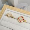 The Same Medieval Vintage Light Luxury Enamel Ring Women'S Four-Leaf Clover Temperament Fashion Niche Ring Tide