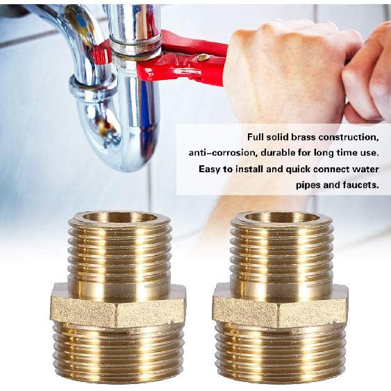 Brass Pipe Fitting,External Thread 3/4" To 1/2" Hex Nipple Reducing Male Pipe Water Tube Fitting Quick Set (Intensification)