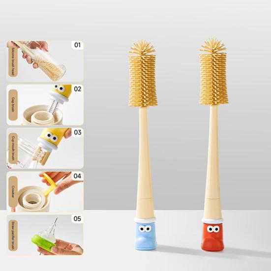 360 Degree Flexible Silicone Bottle Brush Set Hanging Hole Design Multifunctional Cleaning Brush Universal Cleaning Tool