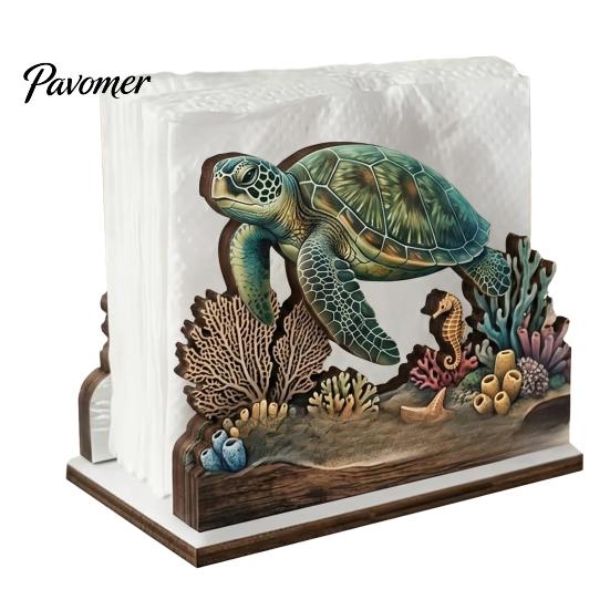 Practical Housewarming Gifts for New Home Rustic Wooden Napkin Holder, Octopus/Bird/Goose/Turtle/Black Bear/Elephant Pattern, Compact Tissue