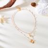 Boho Double Layer Imitation Pearl Shell Starfish Necklace for Women Beach Pendant Short Choker Neck Chain Jewelry Accessory