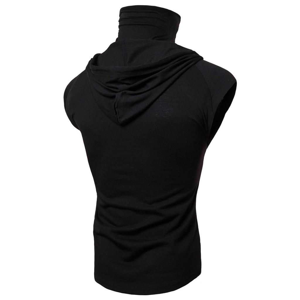 Pánská sportovní vesta Mask Button S Hooded Splice Velká pánská vesta s otevřenou vidlicí