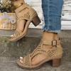 Lässige Plateausandalen für Damen im Sommer mit offener Spitze, einfarbig, ausgehöhltes Design mit Reißverschluss, High Heel-Sandalen