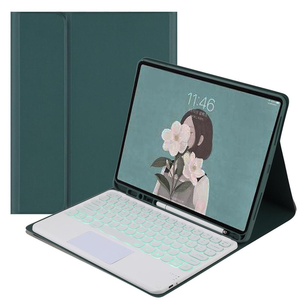 Round Cap Touch Backlit Bluetooth Keyboard & Protective Leather Case for Samsung Tab A9 PLUS S9 FE