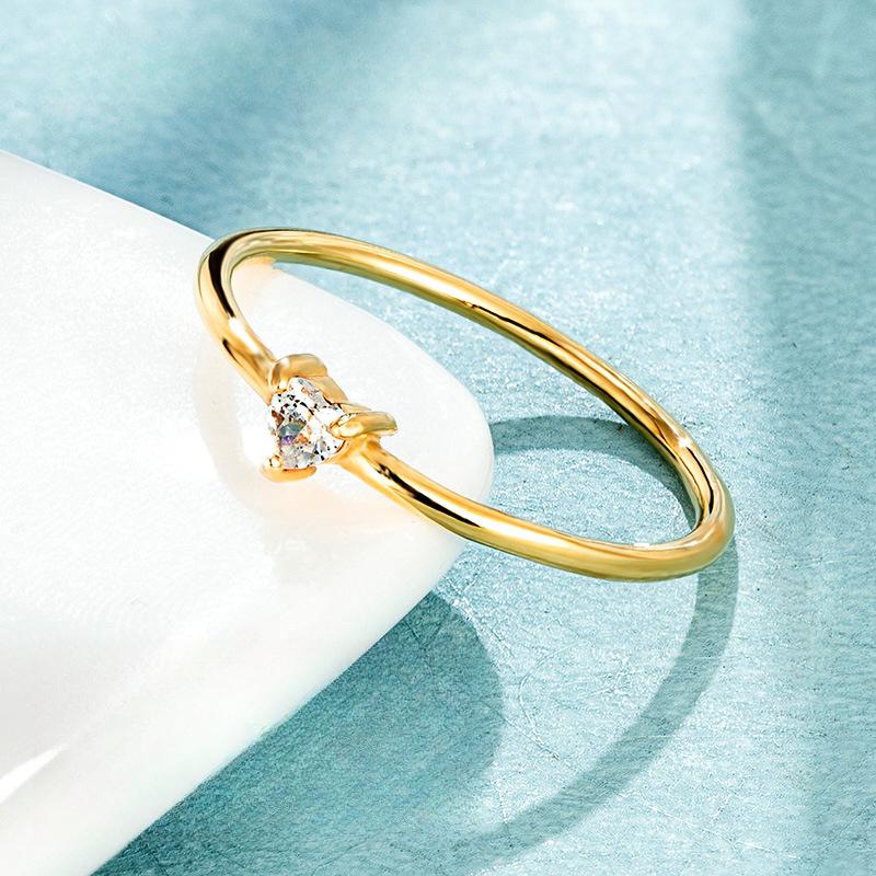 No Fading Love Zirconium Diamond Plain Ring Ring Light Luxury Niche Titanium Steel Thin Ring Japanese and Korean Ins Tail Ring Women