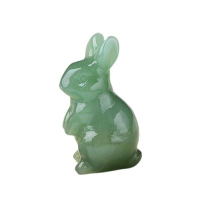 Easter Bunny Ornament Fine-textured Realistic Hand-carved Bright Colored Faux Crystal Bunny Figurine