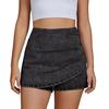 Women's White Short Top and Light Blue Denim Skirt Set with Asymmetric Hem and Slit