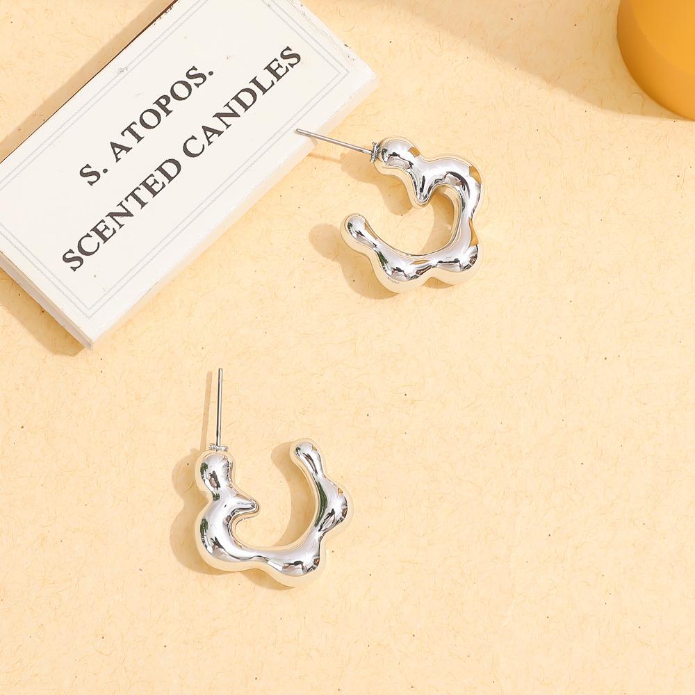 Trendy Water Drop Pattern C-shaped Earclip Threaded Stud Earrings Set Personalized Earrings Sexy Atmosphere Stud Earrings Set