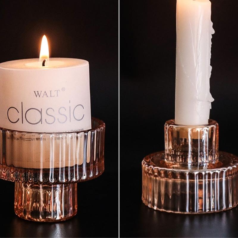 Vertical Stripe Candle Holder Clear Glass Candle Holder Tea Light Holder Centerpiece for Weddings Restaurant Parties