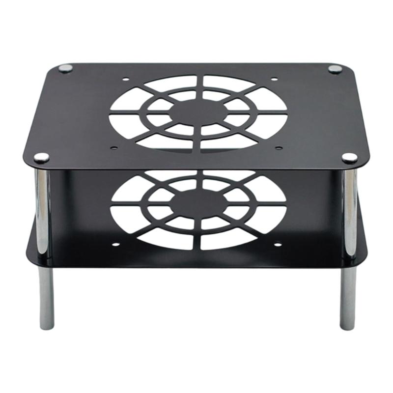 

Aluminum Passive Cooling Rack Double Platform Design Enhances Ventilation Space Saving Structure for Equipment чёрный