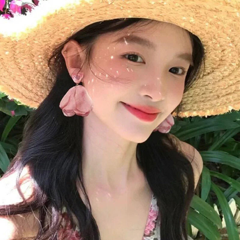 Cercei Vintage cu Ciucuri Lungi cu Flori Pentru Femei, Dulci, din Șifon, cu Temperament, Cercei Atârnători, Bijuterii pentru Petrecere, Nuntă, Plajă