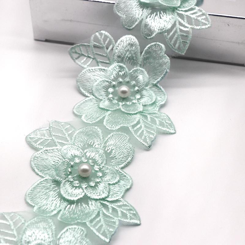 H700 6.5*8cm 10pcs Pearl Flower For Dress Ribbon Lace Trim Knitting Wedding Lace Embroidered DIY Patchwork Sewing Supplies Craft
