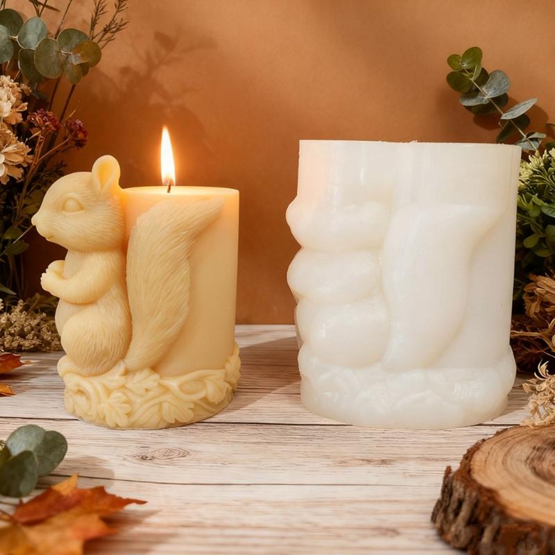 Squirrel Figurine Silicone Mold Animal Candle Silicone Mould for Epoxy Resin Making Candle Soap Festival Decoration