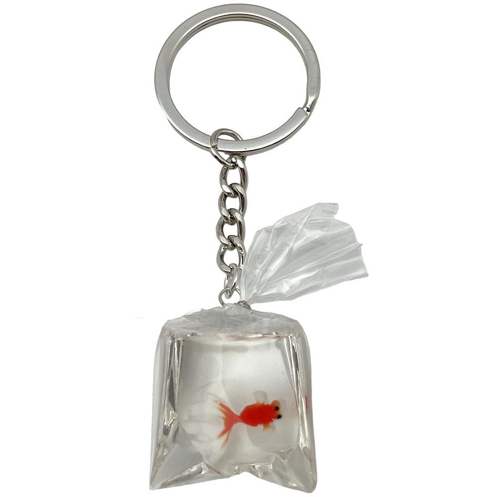 Tropical Fish Resin Keychain - 3D Transparent Goldfish Pendant Decoration