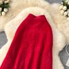 Autumn Winter Women French Elegant Knitted Long Midi Slim Bodycon Fishtail Skirt