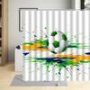 Rideau de douche design sport football, tissu polyester, imperméable, décoration maison garçons, avec crochets, salle de bain dessins animés