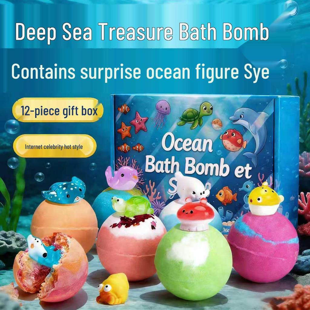 Children's Ocean Toy Bath Bombs: Bubble, Moisturizing, Long-Lasting Fragrance Gift Set