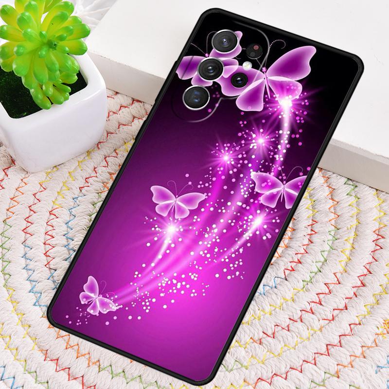 PRETTY NEON SPARKLY BUTTERFLIES Phone Case For Samsung Galaxy Note 10 Pro S26 S25 S24 S23 S22 Ultra Plus S21 FE S20 Cover