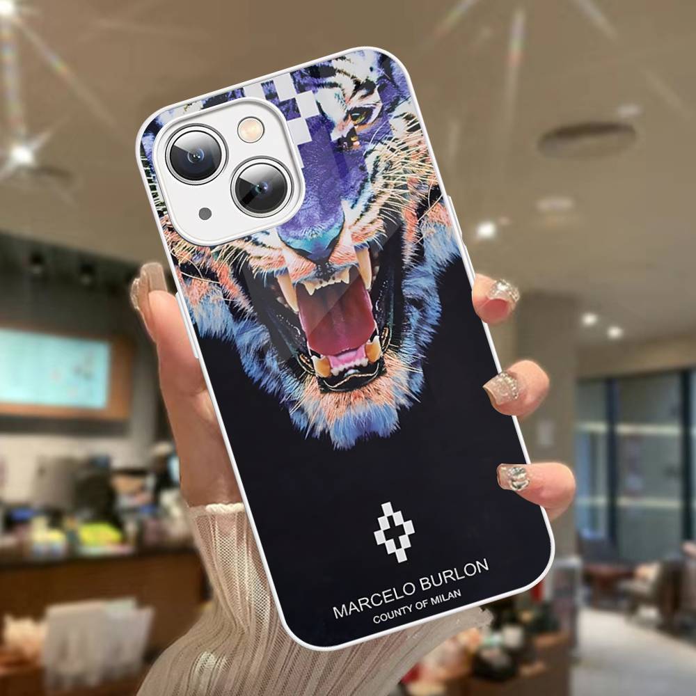 M-MARCELO B-BURLON For IPhone 14 13 12 Mini 11 Pro XS Max X XR 14 Plus Tempered Glass Cover
