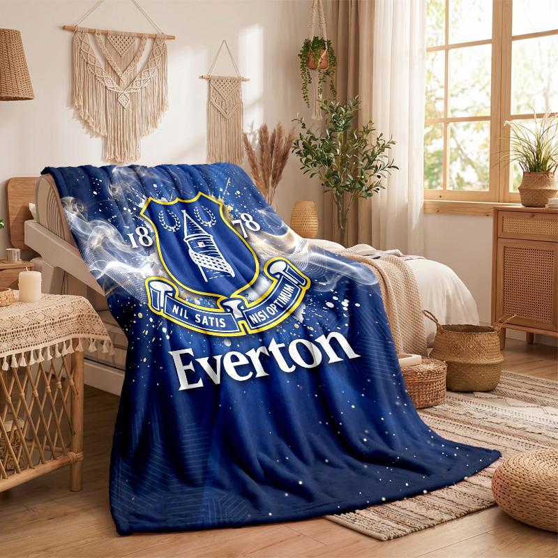 Everton Football Print Flannel Blanket Soft Warm Sofa Bed Throw Blanket For Home Office Bedroom