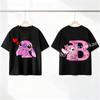 Stitch Angel Letter A-Z Cartoon Black Kids Pink T Shirt Summer Cute Boys and Girls Short-Sleeve Top Casual Breathable Clothing