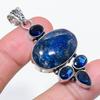 Natural Lapis Lazuli, Topaz 925 Sterling Silver Jewelry Pendant 2.29" W2u31