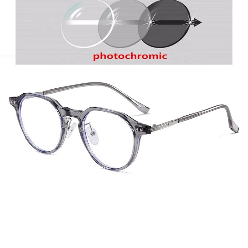 Rivet Frame Blue Light Blocking Oval Nearsighted Glasses For Women Fashion  Myopia Photochromic Eyeglasses -0.5 -0.75 To -6