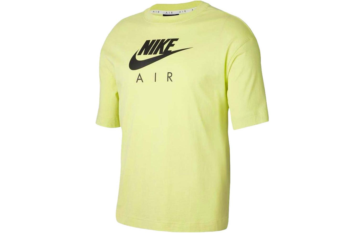 Nike Drop Shoulder Sleeve T Shirt Women s Yellow Green CJ3105-367 S