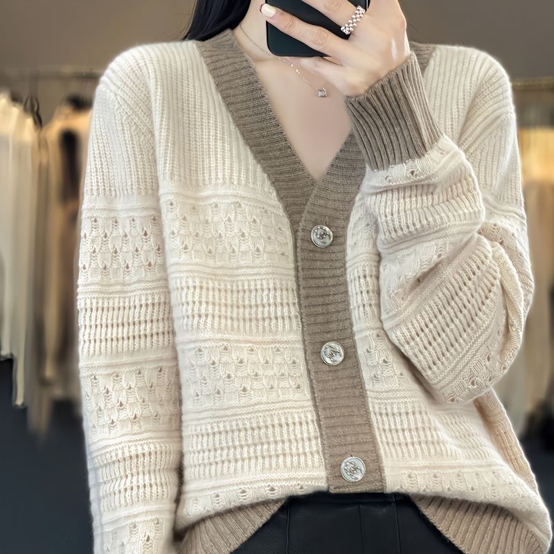 WTEMPO Fashion Autumn Winter Cardigan Sweater Womens Knitted O-neck Cardigan Sweater Twist Female Basic Clothing