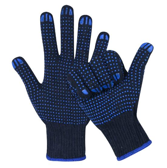 Pujiang Glove Factory s 7 Gauge 10G Bleached White Dotted Cotton Construction Safety Gloves PVC Black Dots for Driving (Black,L) чёрный