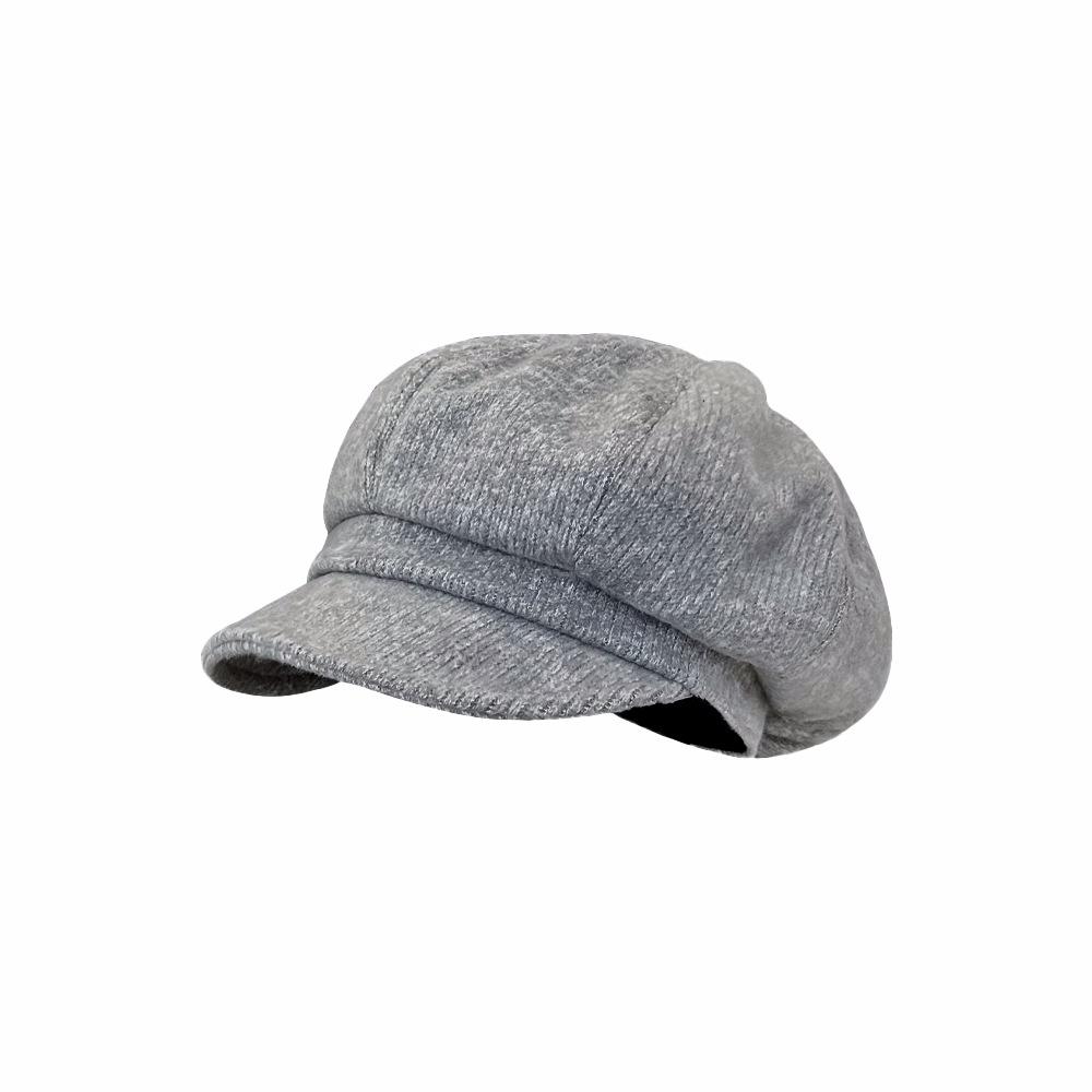 Solid Color Versatile Octagonal Hat for Women in Autumn and Winter Hong Kong Style Warm and Face Showing Little Painter Hat Newsboy Hat Trendy