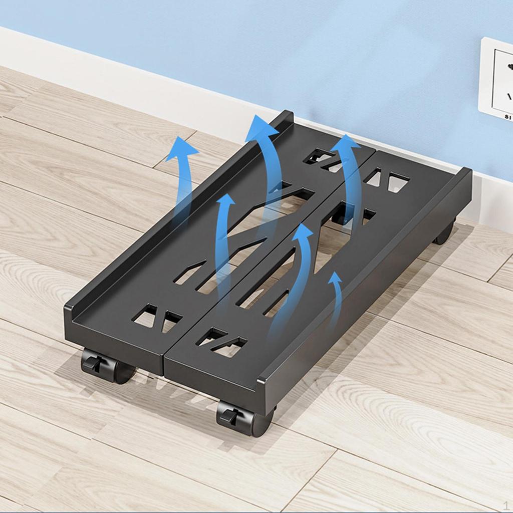Laptop Tower Stand, Rolling CPU Holder, Adjustable Metal Lockable, Gaming Desk Accessories,