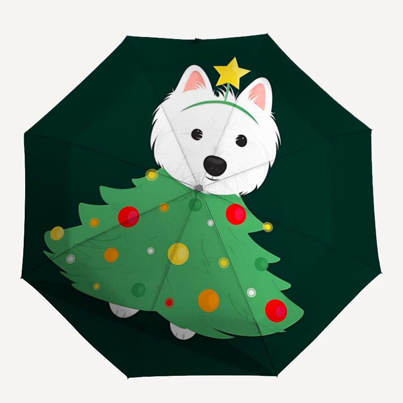

1pc Christmas Cute Dog Fashionable Auto Opening/Closing Folding Umbrella with 8 Bones, Windproof Portable, Daily Use153