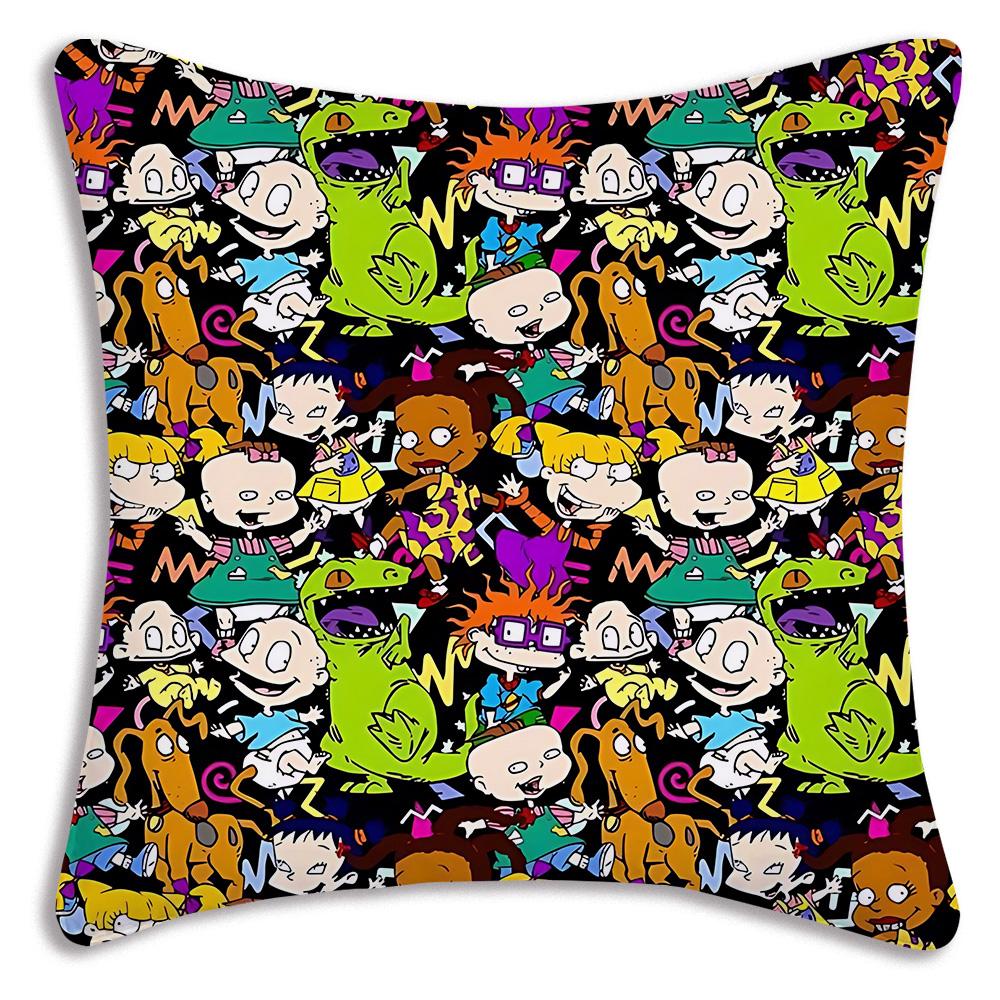 Anime Funny R-Rugrats Pillow Covers Cartoon Sofa Decorative Home Double-Sided Printing Short Plush Cute Cushion Cover