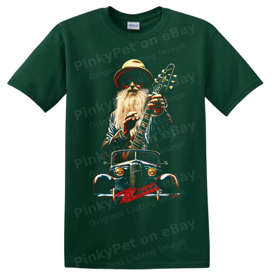 ZZ Top Rock Band T Shirt w/ Guitar Bearded Musician Vintage Car Graphic Art Tee