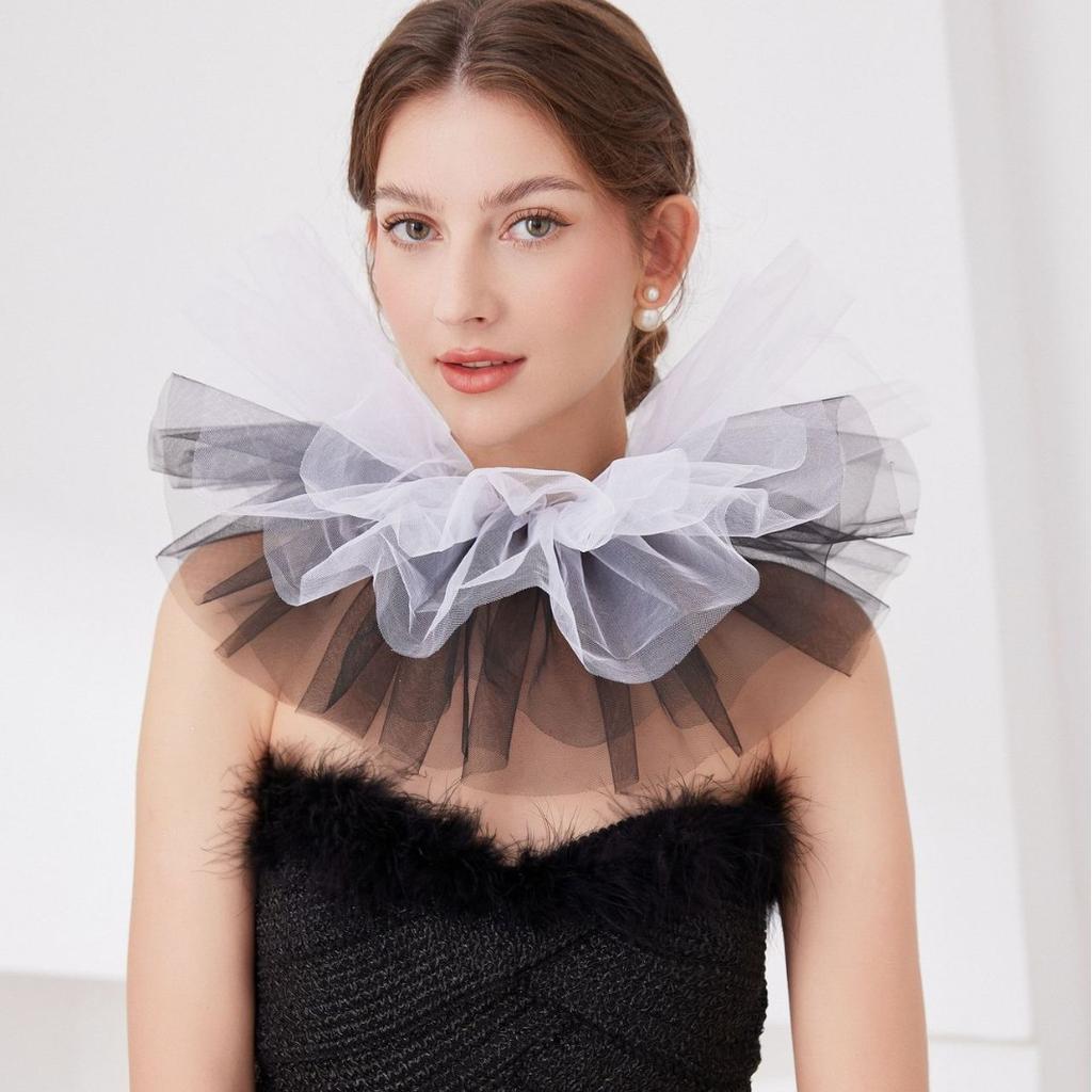 Woman Detachable False Collar Spring Girls Clothes Shoulder  Shawl Necklace for Shirt or Dress Ruffled Laple Fake Collars