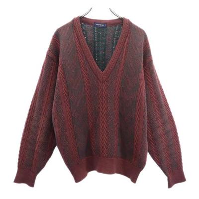 90s Wool Overall Handle Long Sleeve V Neck Sweater Men's Used