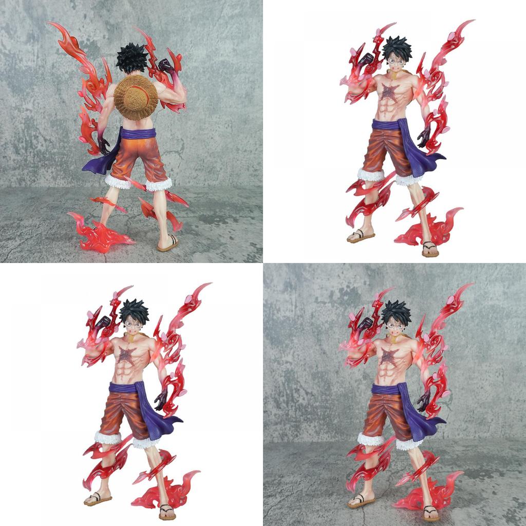 One Piece Straw Hat Luffy Pvc Action Figure Anime Toy With Black Stand For Display And Gift