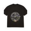 Weißes Oversized T-Shirt Memento Mori Grafikdruck mit Totenkopf- und Schwertdesign für lässigen Streetwear-Stil