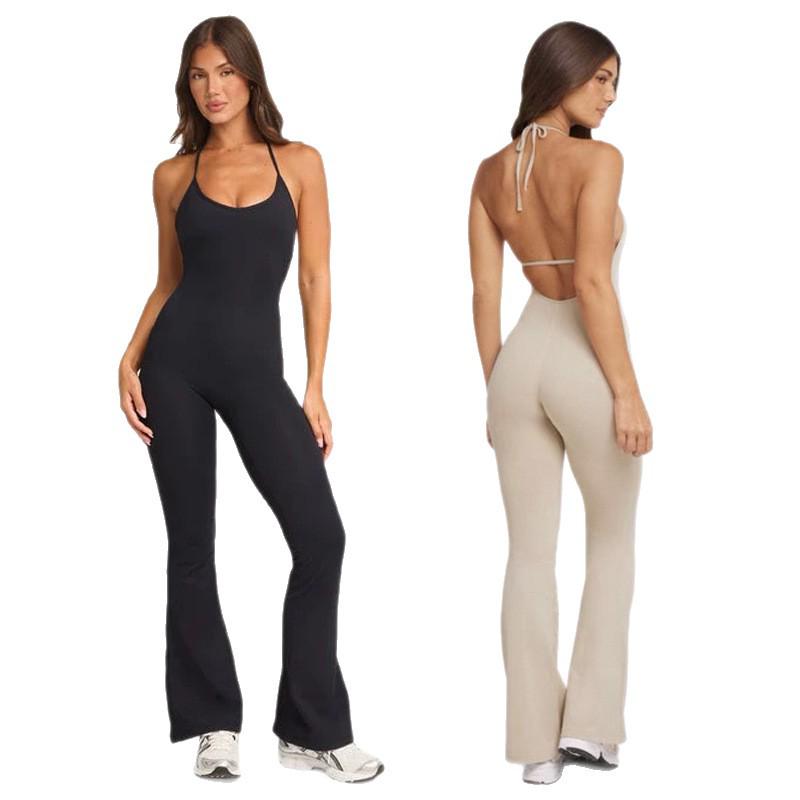 Prodyšný evropský a americký jogový oblek: Pot odvádějící, Přiléhavé, Mírně rozšířené od kolen, Zvedající hýždě, Stahující břicho, Tvarující postavu Jednodílné fitness oblečení