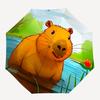 1pc Capybara, Nature Automatic Umbrella - Stylish, Durable, with 8-Rib Manual Open Design, Elegant Black Handleyy250920208