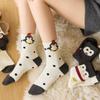 Autumn and Winter Socks, Women's Double-sided Fleece Little Penguin Women's Socks, Cute Cartoon Warm Home Warm Floor Socks, Sleep Socks