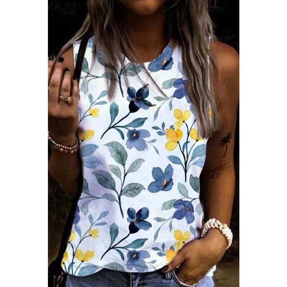 Letní Květina Vážka 3D Tisk Tílka Dámská Móda Streetwear Oversized O-Výstřih Vesta Bez Ramínek Bez Rukávů Dámské Tílko