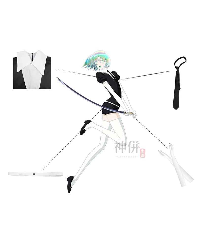 Lustrous Cosplay Black Land of the Lustrous Costume for Cultural and Stage Performances Size [Excellent Quality] Uniform, Jewel, Costume, Adult,