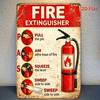 Vintage Fire Extinguisher PAS Metal Tin Sign, Pull Aim Squeeze Sweep Plaque, Retro Garage Wall Decor
