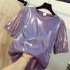 Loose Shirt Women's Sparkle Reflective Short Sleeves