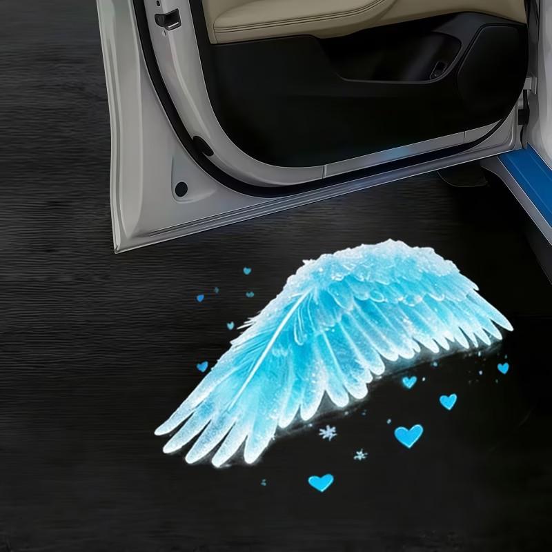 

2Pcs Ice Crystal Wings Car Door Welcome Projector Lights Car Led Sensor Ambient Lights Night Lighting Universal For Sedan & Suv синий