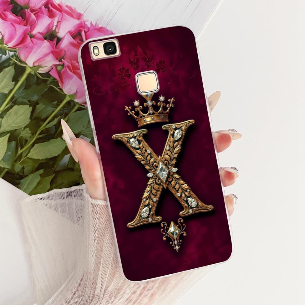 

Clear For Huawei P9Lite VNS-L21 VNS-L22 Cover For Huawei P9 Lite Case Luxury Crown A-Z Letters 2D Flat Pattern Soft Phone Case Huawei P9 Lite